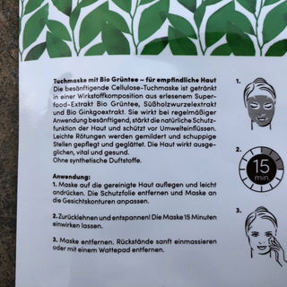 Bio Grüntee - Tuchmaske für empfindliche Haut - BIO: VÉGANE