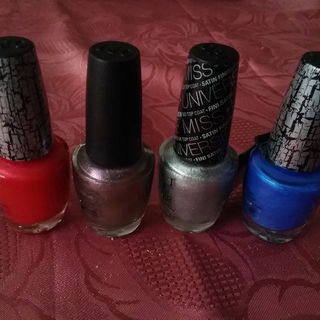 NL E58 pink shatter, NL A59next stop... the bikini zone,  NL U11 this gown needs a crown,  NL E56 blue shatter